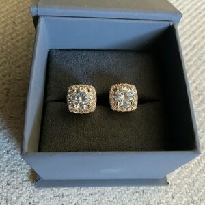 Sterling Silver Stud Moissanite Earrings 2CT Total Weight NEW Boxed